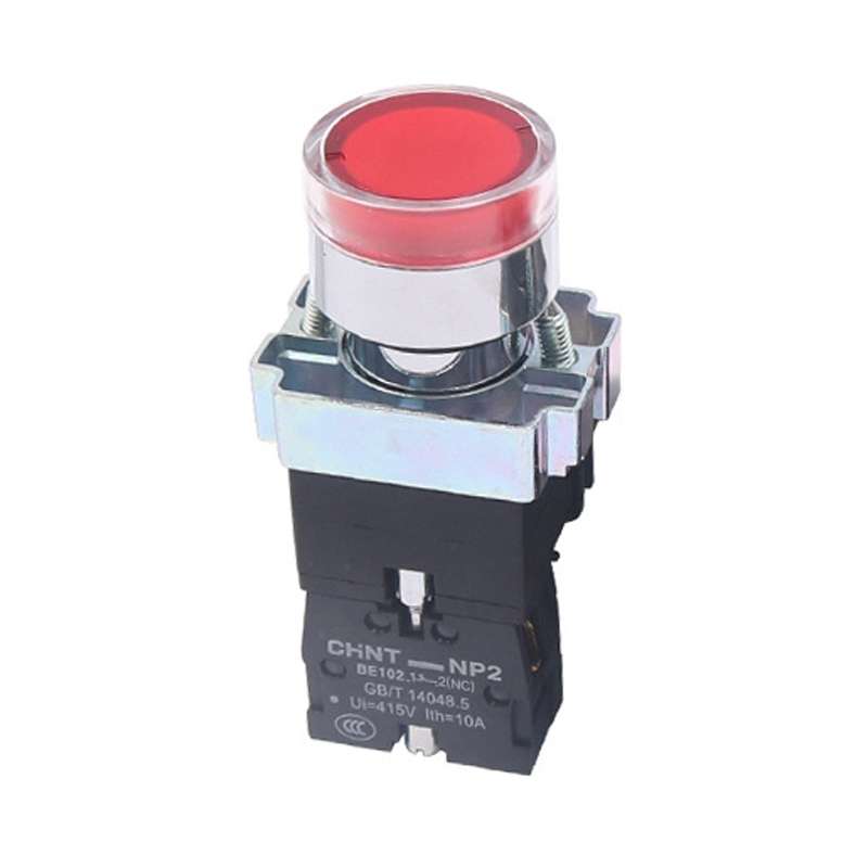 CHINT NP2-BW3463/24V 2 NO Pushbutton Switches With LED Light Silver Alloy Contact Push Button (Red)