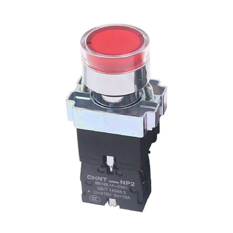 CHINT NP2-BW3462/220V 1 NC Pushbutton Switches With LED Light Silver Alloy Contact Push Button (Red)
