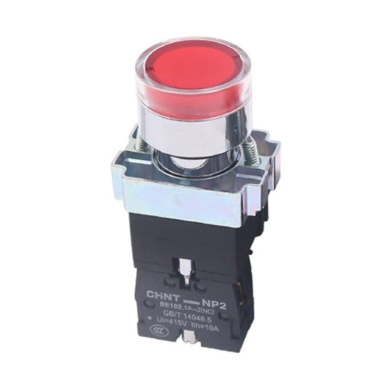 CHINT NP2-BW3463/220V 2 NO Pushbutton Switches With LED Light Silver Alloy Contact Push Button (Red)
