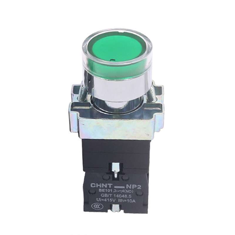 CHINT NP2-BW3362/220V 1 NC Pushbutton Switches With LED Light Silver Alloy Contact Push Button (Gree