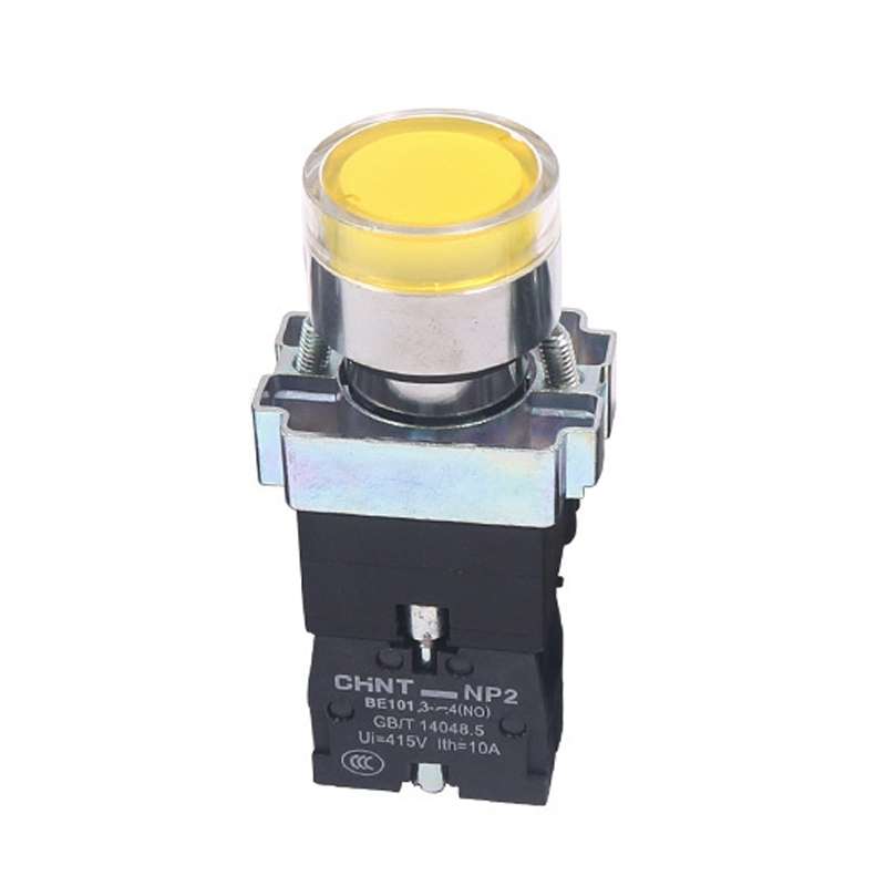 CHINT NP2-BW3563/220V 2 NO Pushbutton Switches With LED Light Silver Alloy Contact Push Button (Yell