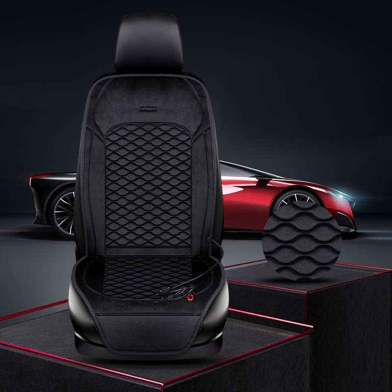 12V Car Winter Electric Heating Short Plush Seat Cushion, Color: Black