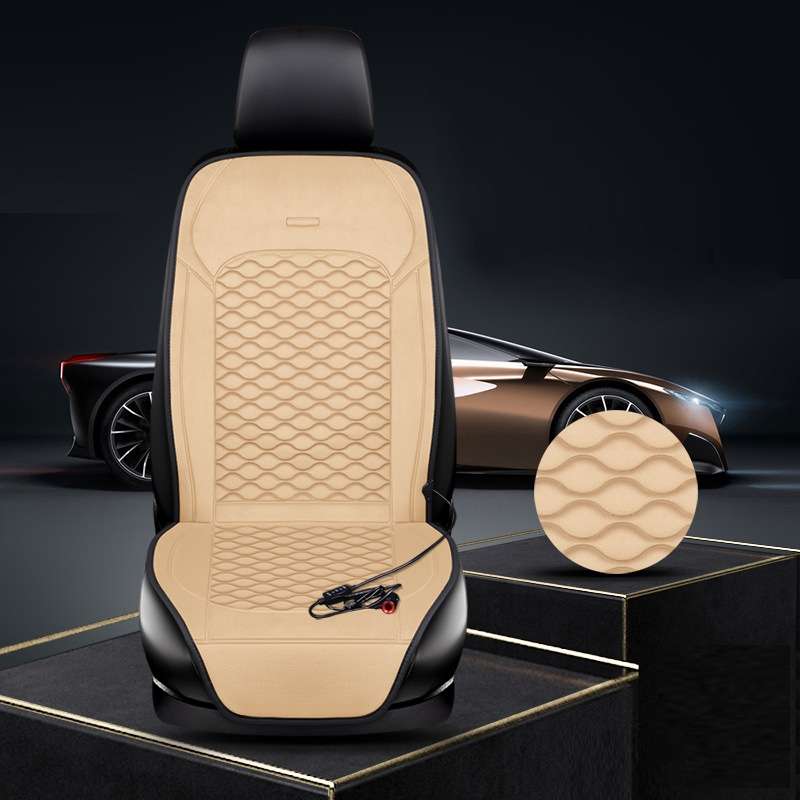 12V Car Winter Electric Heating Short Plush Seat Cushion, Color: Beige