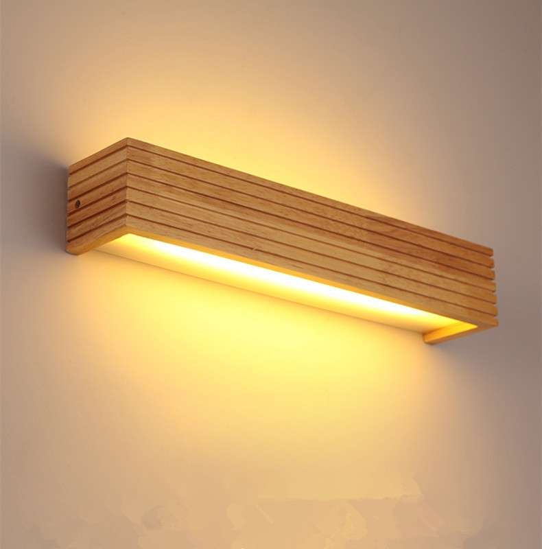 35cm LED Solid Wood Wall Lamp Bedroom Bedside Lamp Corridor Wall Lamp(White Light)