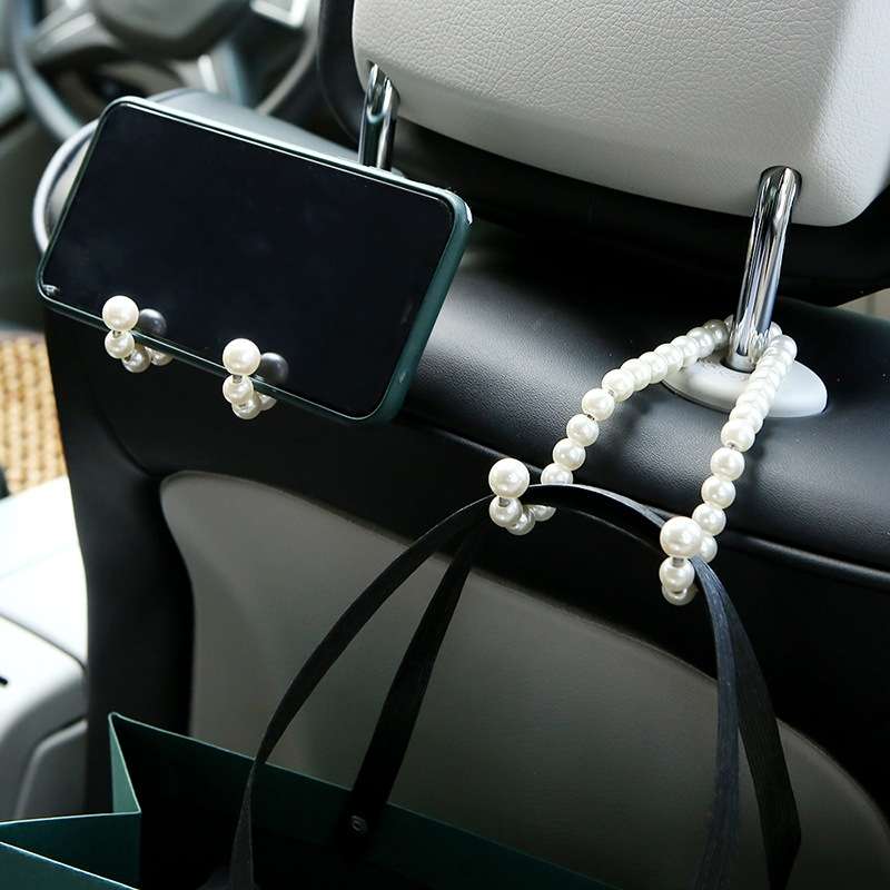 Stainless Steel Pearl Multifunctional Car Seat Back Hook(Mobile Bracket Pearl)