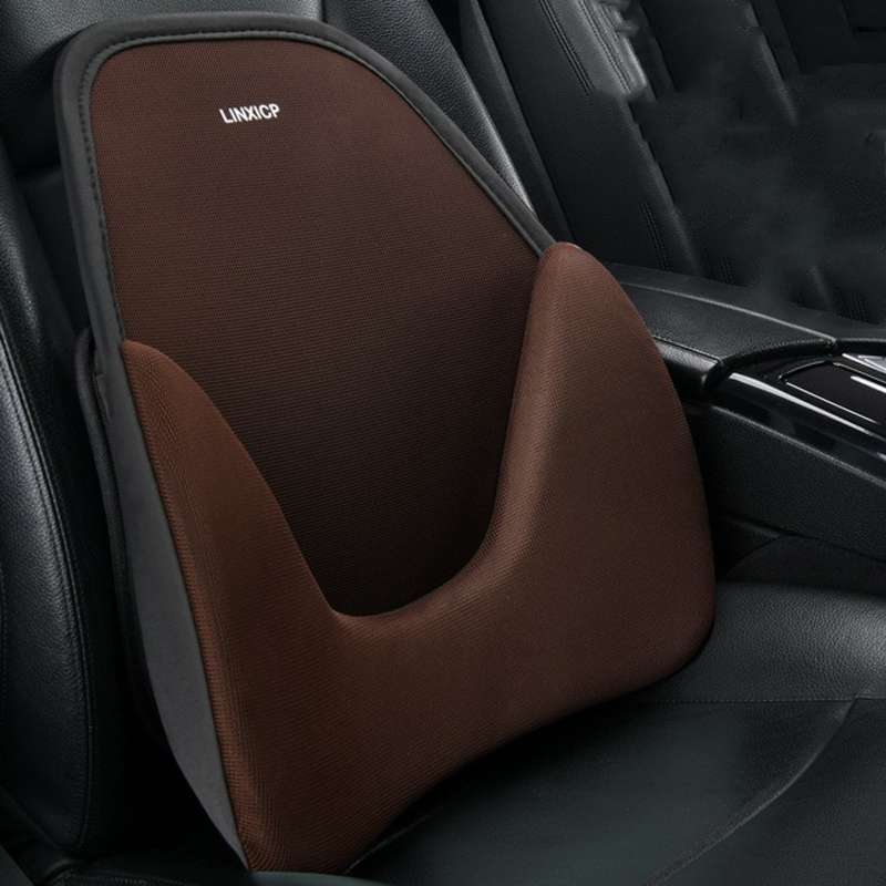 LINXICP 3 In 1 Car Seat Lumbar Cushion Summer Special Memory Foam Breathable Car Back Pad(Coffee)