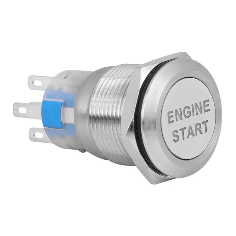 19MM Car Modification One-Button Start Switch Waterproof LED Metal Button(Silver)
