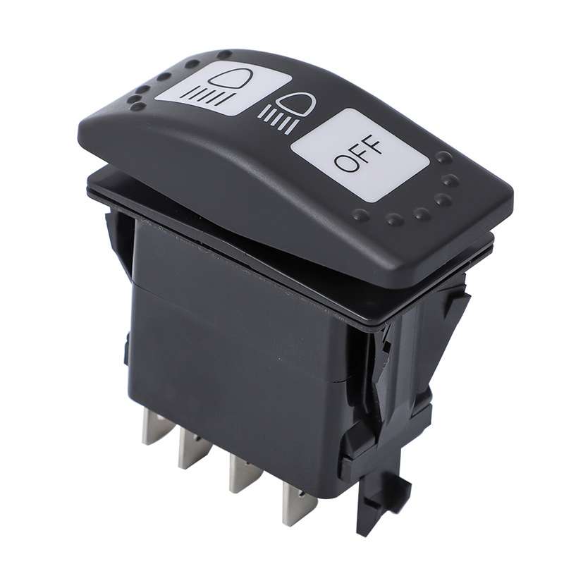 12V Car Modified Far Near Light Self-Locking Waterproof Switch(Black)