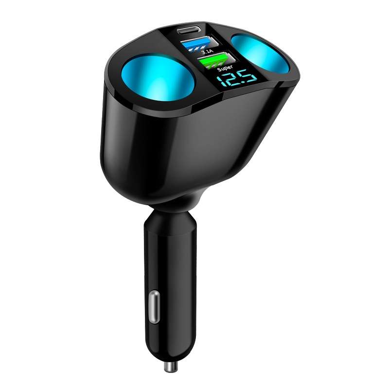 Dual USB Type-C Real-time Digital Display Cigarette Lighter Expansion Car Charger, Model: 66W Dual A