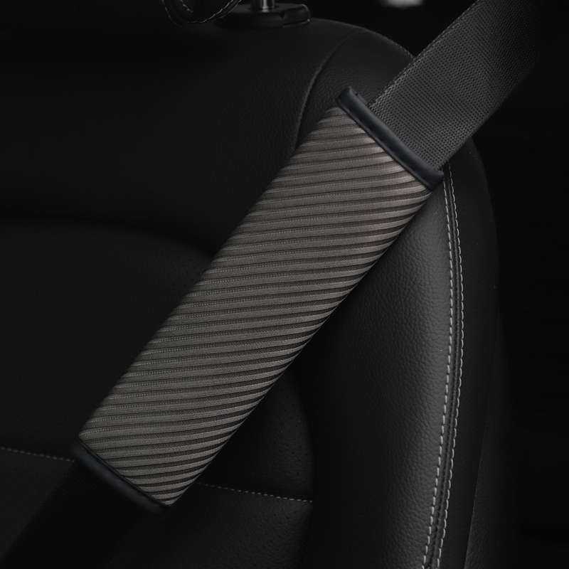 3D Striped Mesh Car Seat Belt Cover Shoulder Pads(Gray)