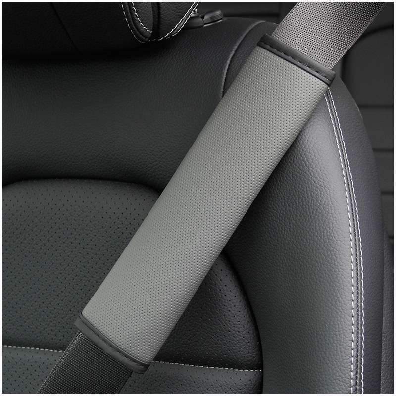 Skin Feeling Car Leather Seat Belt Cover Shoulder Pads 6.5x23cm(Wine Red)