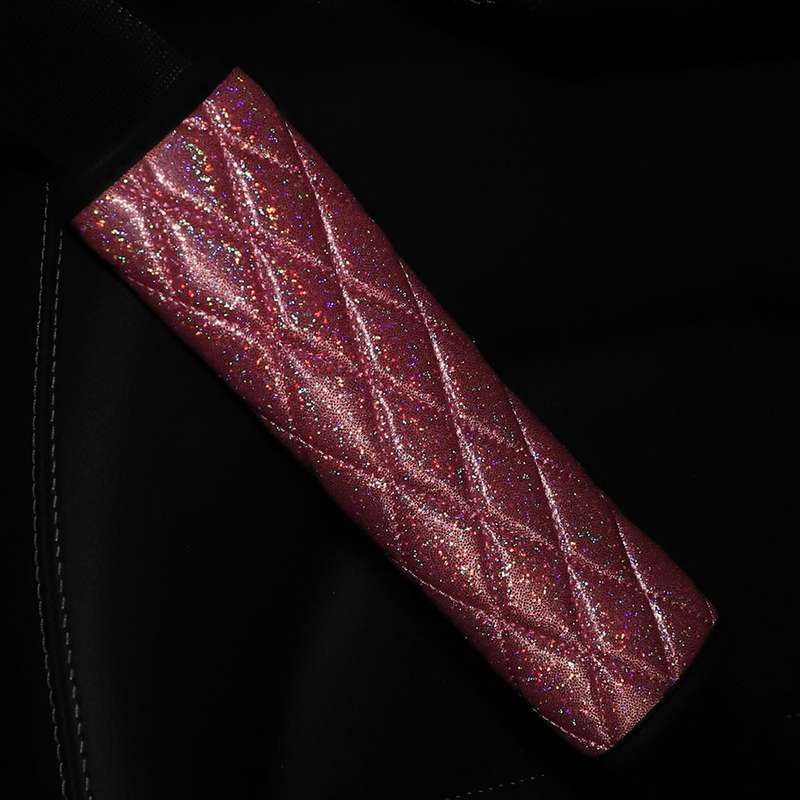Glitter Car Seat Belt Cover Shoulder Pads Car Accessories 6.5x23cm(Pink)