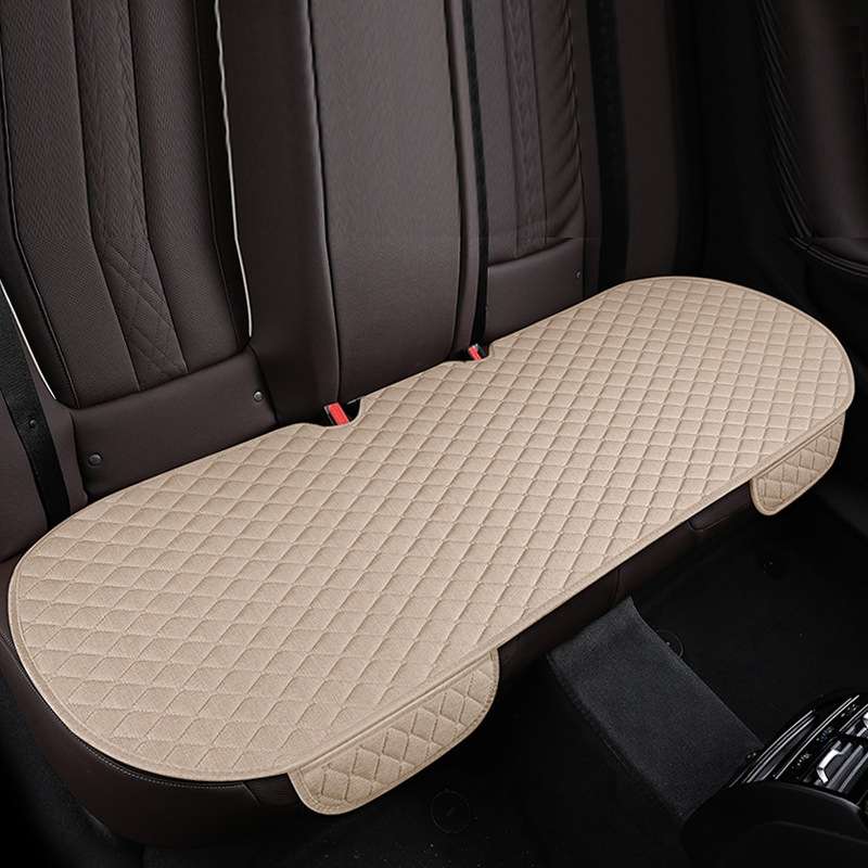 Non-Slip Rhombus Imitation Linen Car Seat Cushion, Color: Beige Back Row