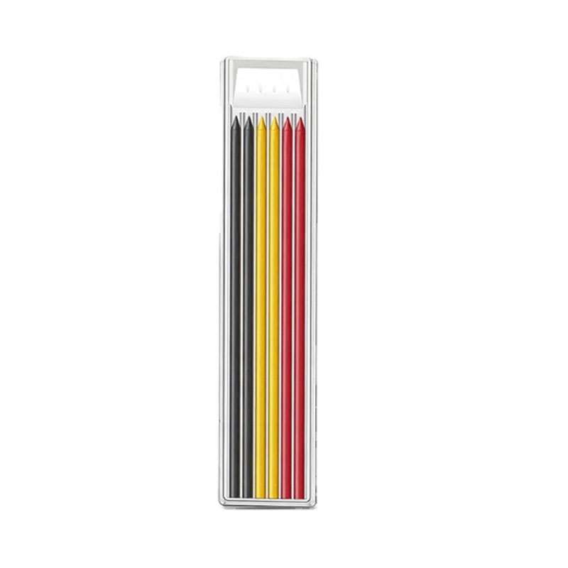 Metal Long Tip Deep Hole Woodworking Pencil Quick Dry Marker, Color: 2pcs Black+2pcs Red+2pcs Yellow