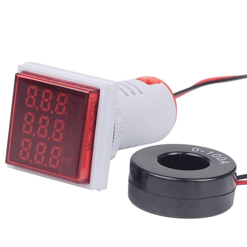SINOTIMER ST17VAH 3 In 1 Square LED Digital Display AC Voltage Current Frequency Indicator 60-500V 0