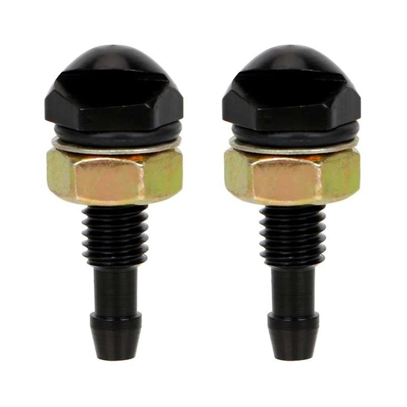 2pcs /Set Automotive Glass Washer Sprayer Aluminum Cap Nozzle(Black)