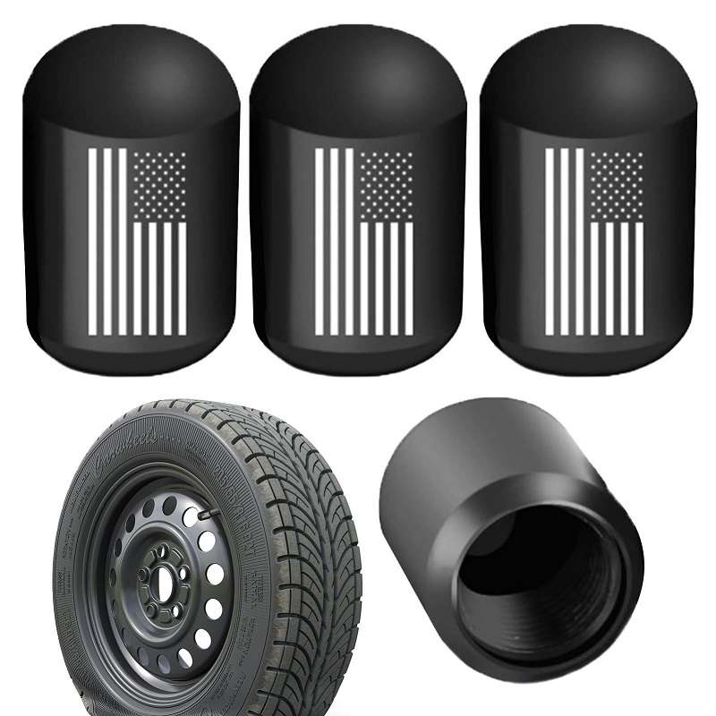 4pcs /Set Car Tire Capsule Aluminum Alloy Screw Dustproof Valves(Black)