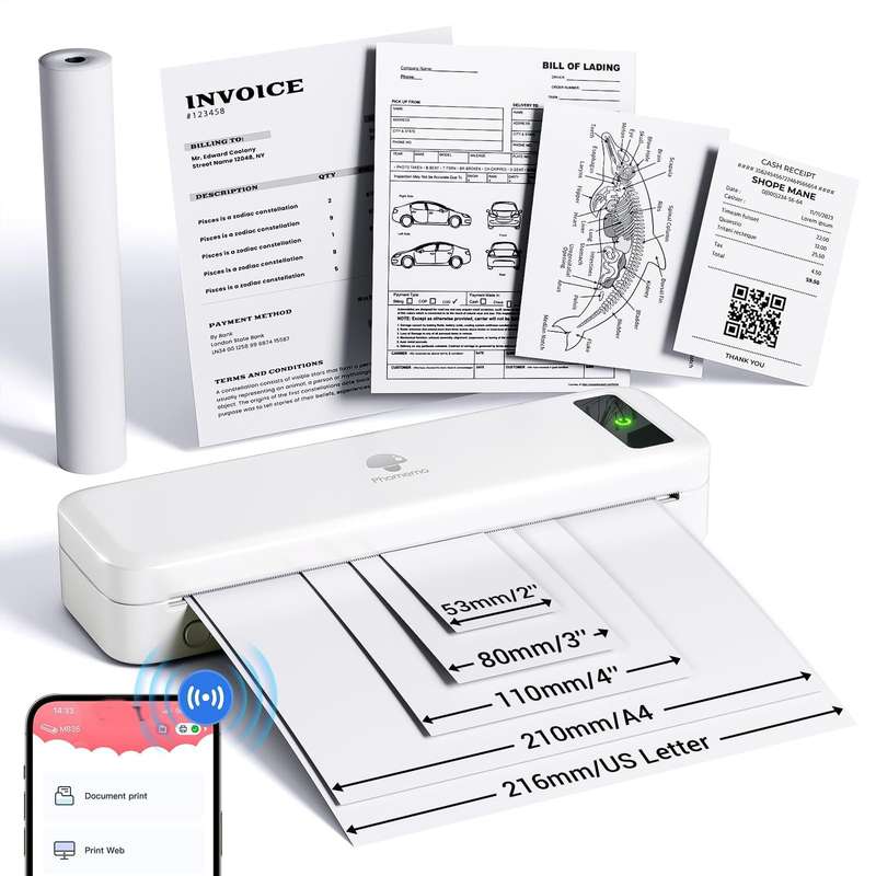 Phomemo M835 Wireless Bluetooth Thermal Printer Support Multi-Size Thermal Paper
