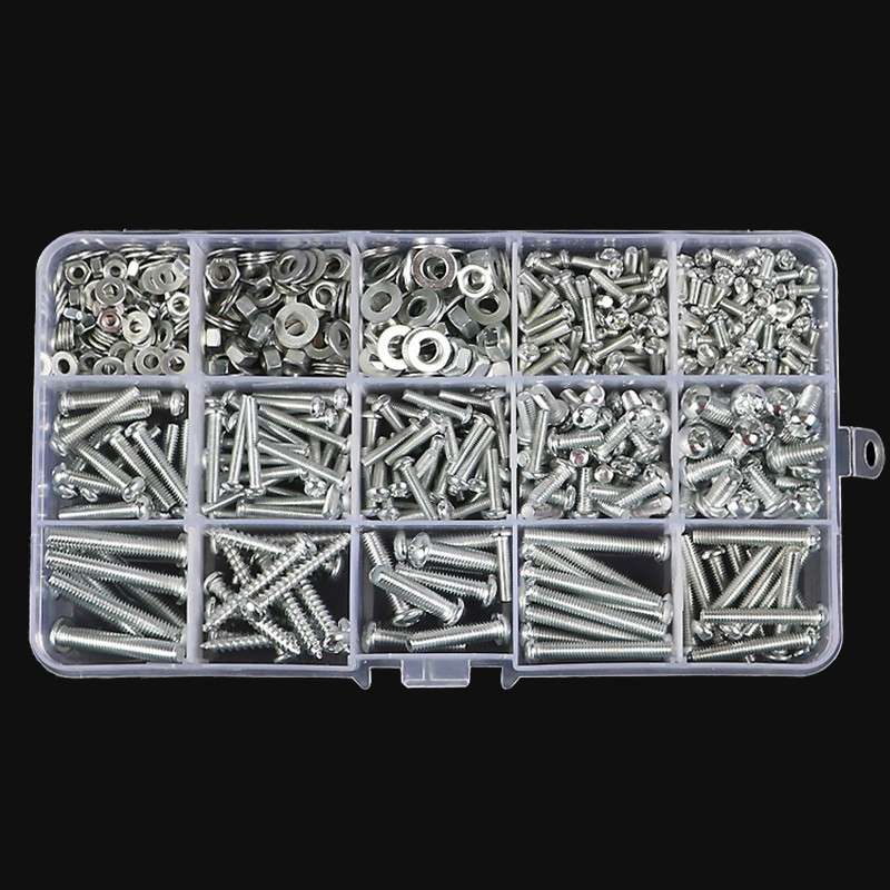 Set B 18 Types 15 Cells Screws Nuts Washers Self-Tapping Screws Set
