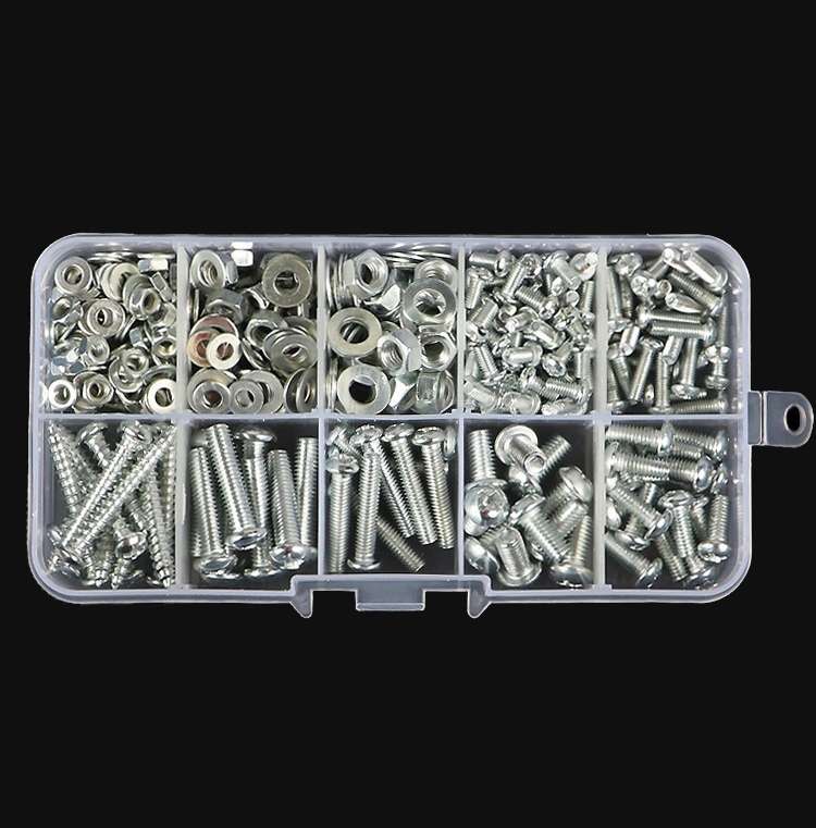 Set E 13 Types 10 Cells Screws Nuts Washers Self-Tapping Screws Set