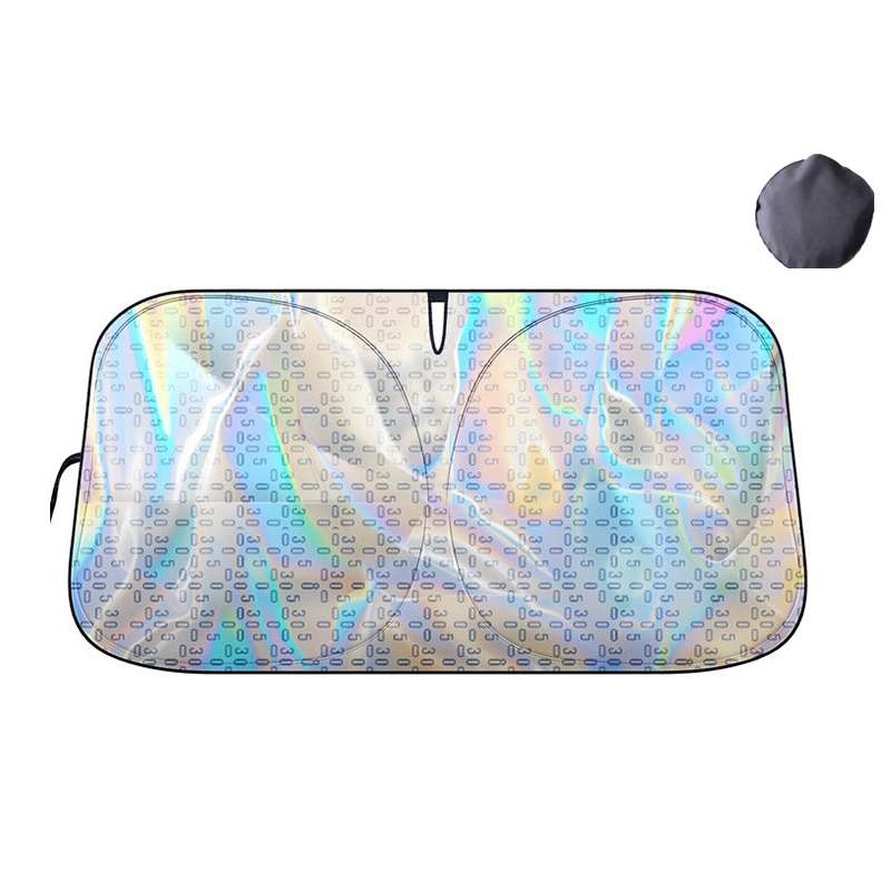 145x80cm Car Front Windshield Sun Protection Laser Sunshade Blinds, Style: Double Circle Sun Visor