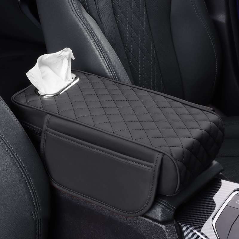 Car Armrest Box Booster Pad Widened Interior Tissue Box, Color: Black