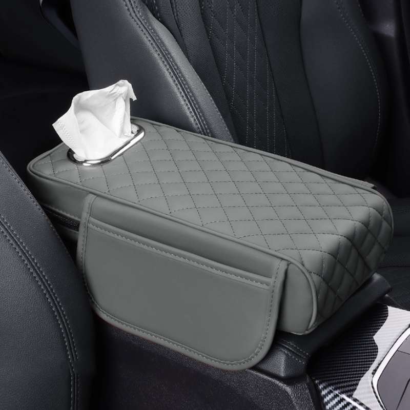 Car Armrest Box Booster Pad Widened Interior Tissue Box, Color: Gray