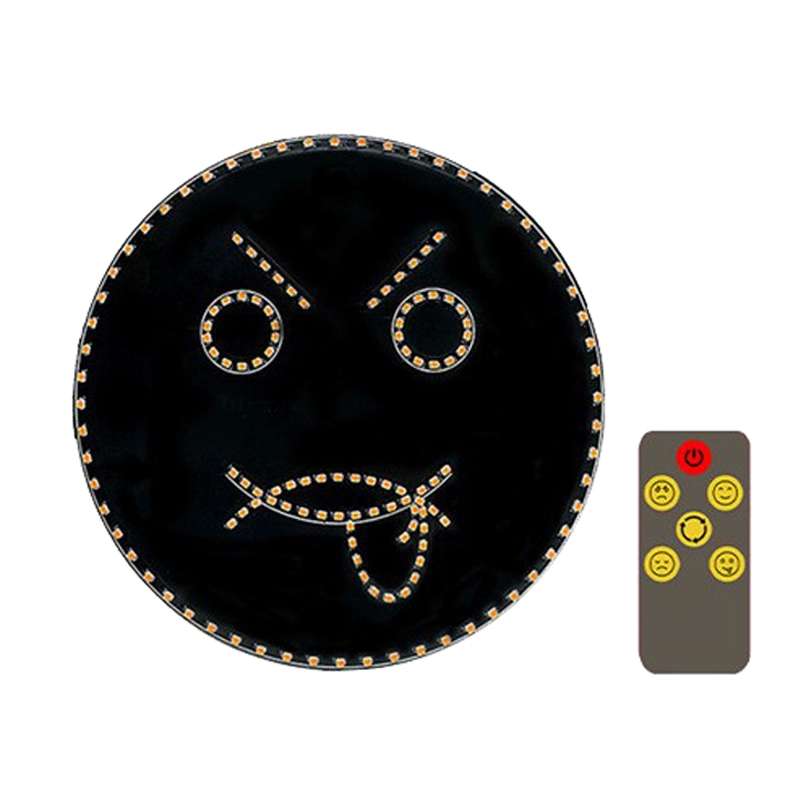 Car LED Funny Emoji Light Rear Windows Multifunctional Warning Smiley Light(Black)