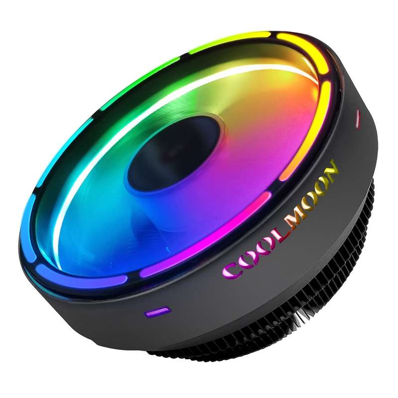 COOLMOON CPU Cooler Desktop Computer Auto Color Change Multi-Platform Mute Cooling Fan(Colorful Fin