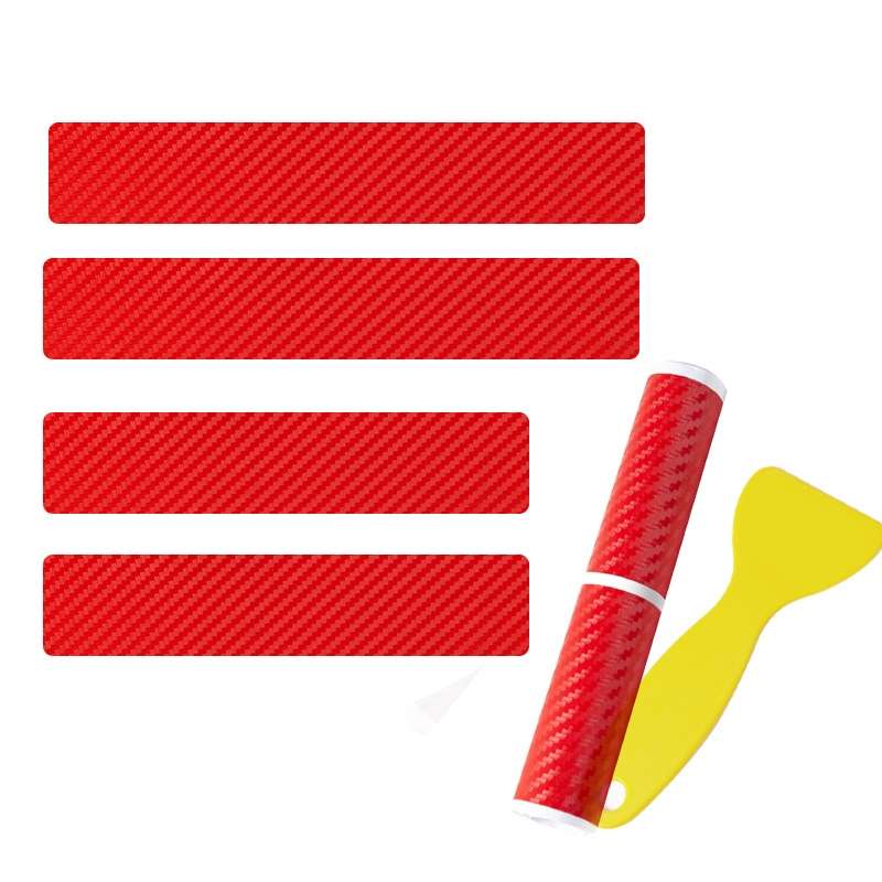 4pcs/Set Car Door Sill Strip PVC Anti-scratch Anti-dirt Protective Film(Carbon Fiber Red)