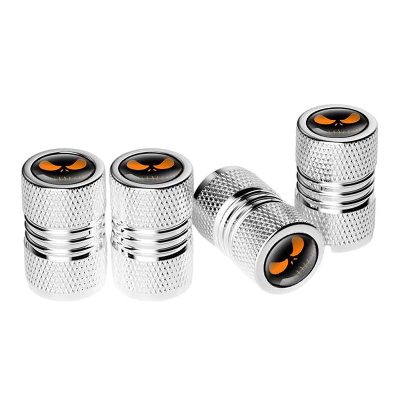 4pcs /Set Lantern Ghost Head Tire Modified Valve Cap(Silver)