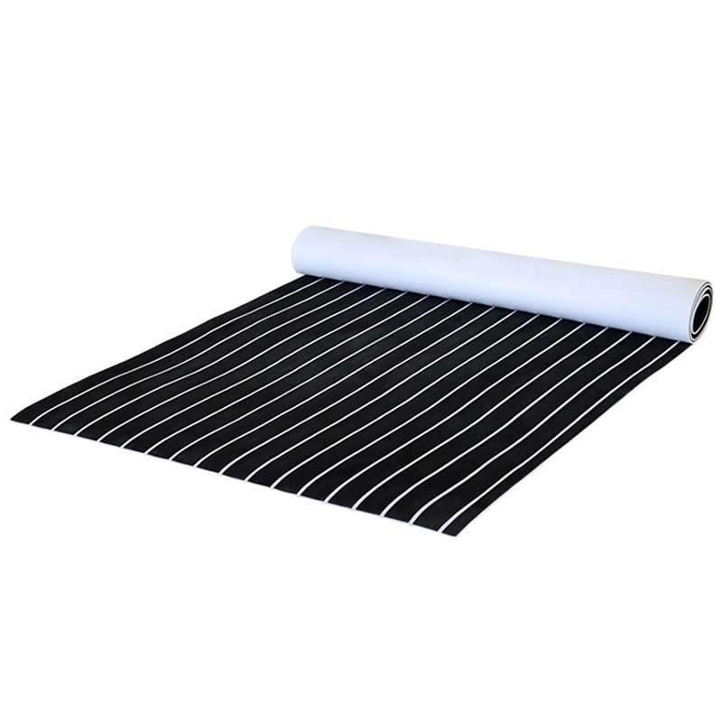 240x60x0.6cm Black White Yacht Imitation Teak Anti-Slip Deck EVA Mat