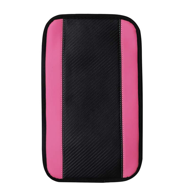 32x19cm PU Carbon Fiber Leather Central Armrest Box Cover Anti-slip Pad(Pink)