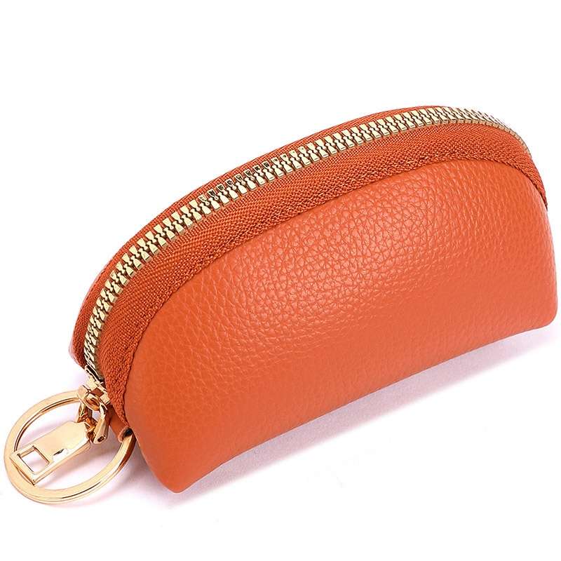 Mini Car Key Bag Large Capacity Soft Leather Coin Purse(Brown)