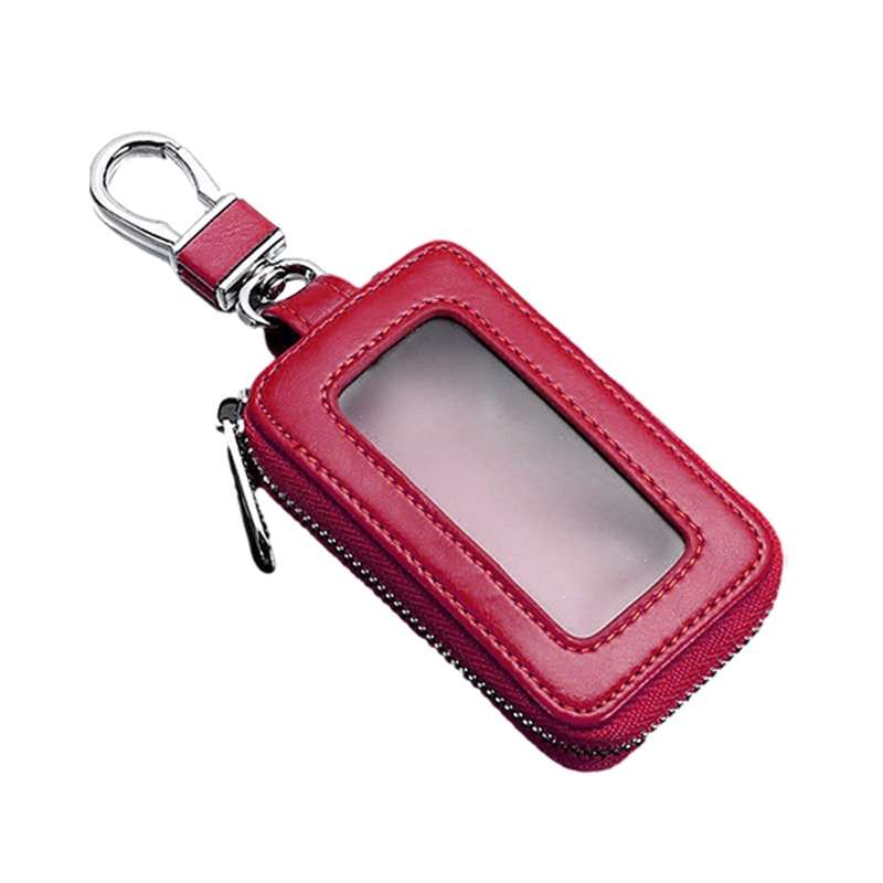 Car Remote Control Universal Visible Zipper Key Case(Claret)