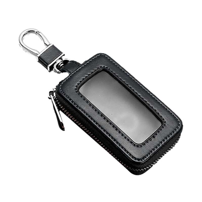 Car Remote Control Universal Visible Zipper Key Case(Black)