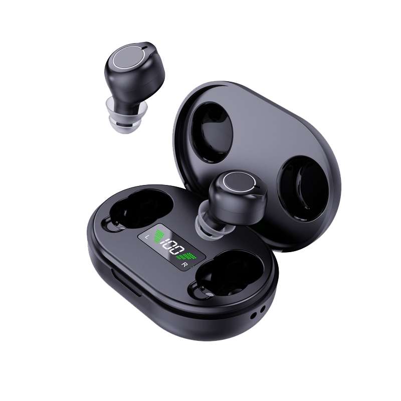1pair Rechargeable Semi-In-Ear Hearing Aid Elderly Sound Amplifier(Black)
