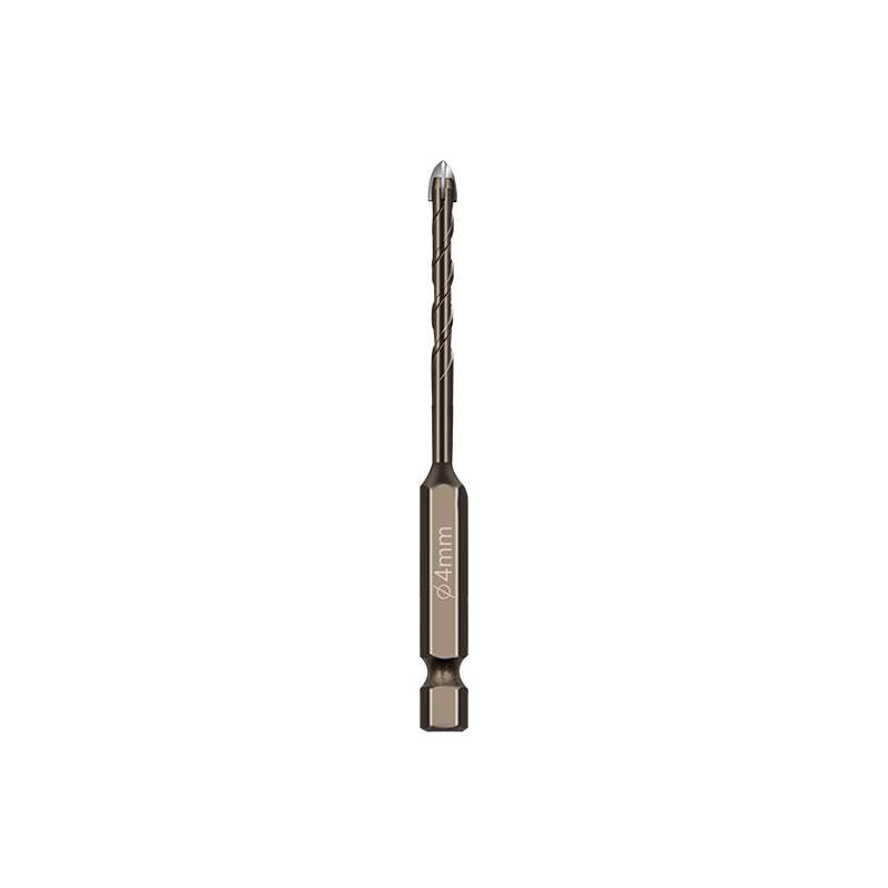 4mm Hexagonal Shank Spiral Flute Cross Alloy Drill Bits Glass Tile Four Edge Drivers