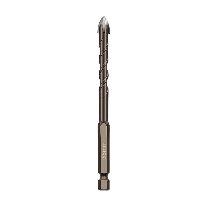 8mm Hexagonal Shank Spiral Flute Cross Alloy Drill Bits Glass Tile Four Edge Drivers