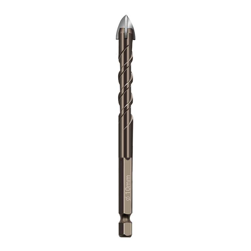 10mm Hexagonal Shank Spiral Flute Cross Alloy Drill Bits Glass Tile Four Edge Drivers