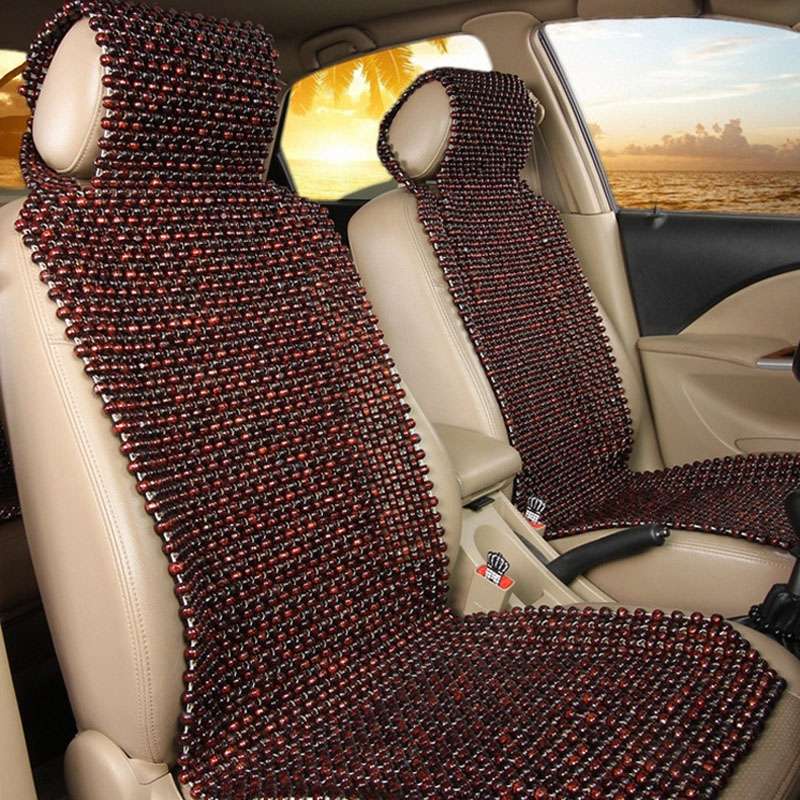 Car Wood Beaded Cushion Universal Car Seat Cover Summer Interior Supply(Coffee)