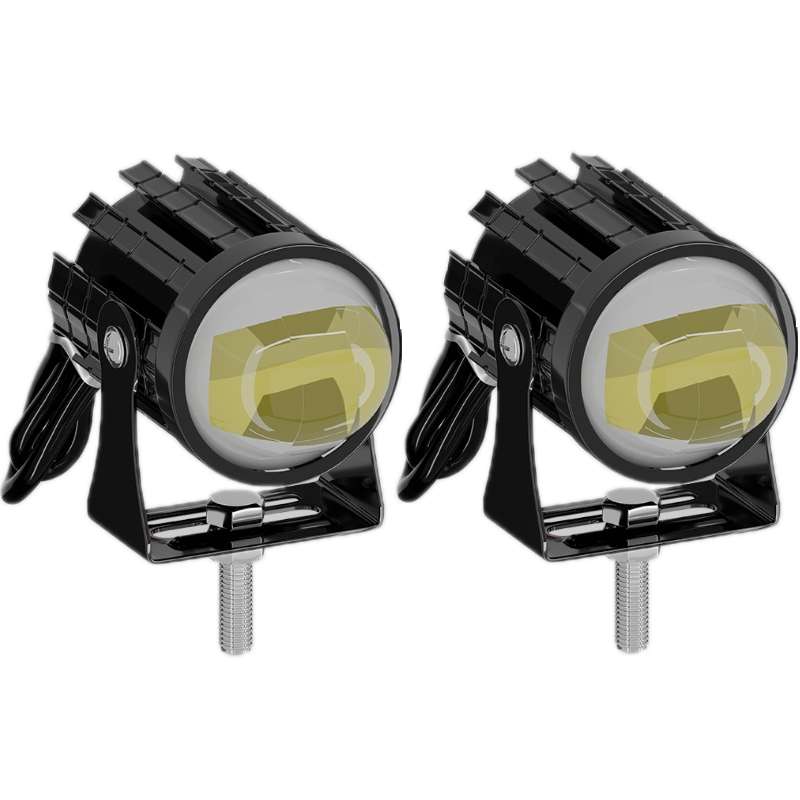 1pair 12V-85V Motorcycle Headlights Dual-color Automotive LED Working Headlights, Yellow + no fla...
