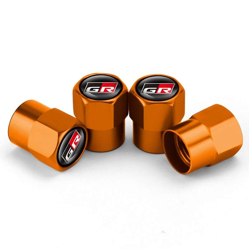 4pcs /Set For GR Metal Car Tire Valve Modification, Color: Gold