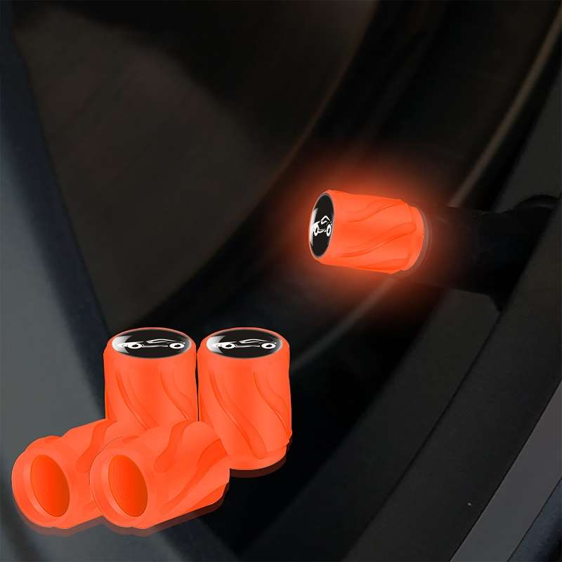 4pcs /Set Luminous Car Motorcycle Tire Modified Valve Cap, Color: Orange Red Sports Car