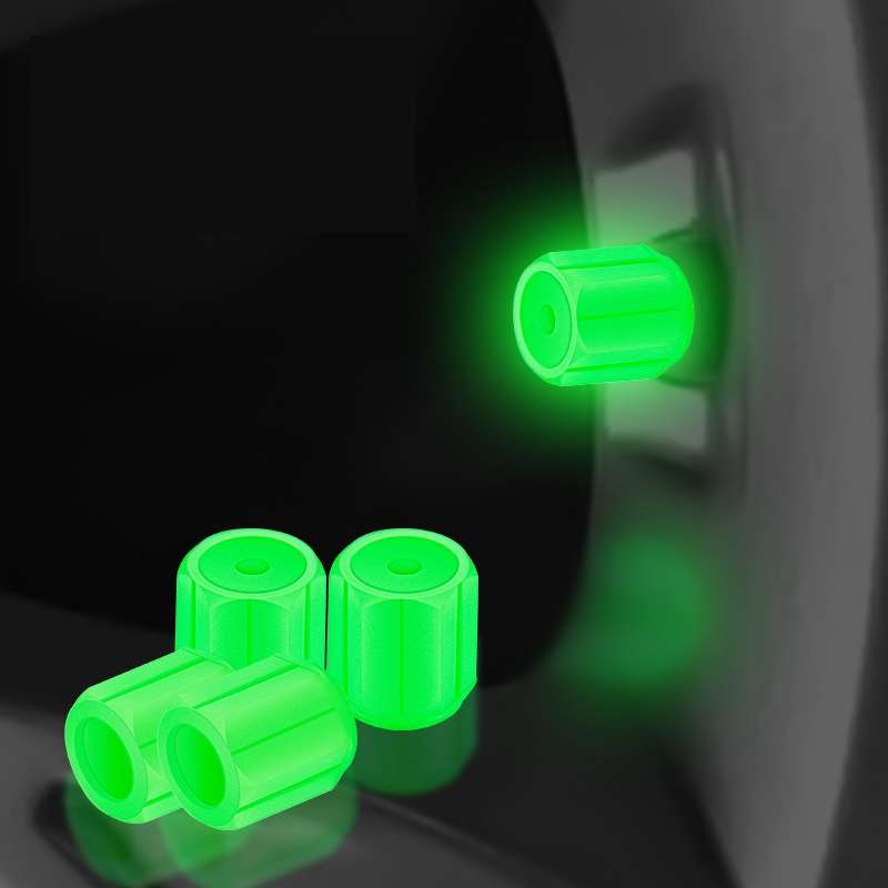 5packs Luminous Car Motorcycle Tire Valves, Color: Green(4pcs /Set)