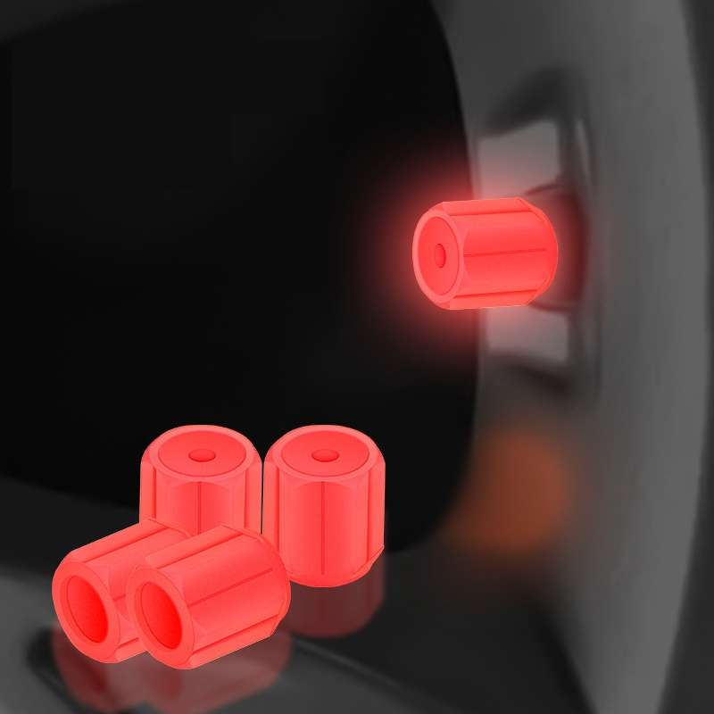 5packs Luminous Car Motorcycle Tire Valves, Color: Red(4pcs /Set)