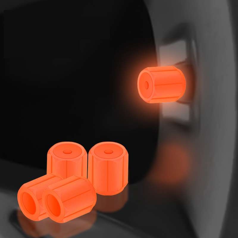 5packs Luminous Car Motorcycle Tire Valves, Color: Orange(4pcs /Set)