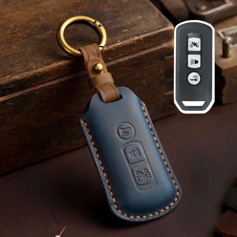 For Honda NS125LA/Lead125/PCX160/Forza 350 Hallmo Motorcycle Key Case, Color: 3 Keys Blue