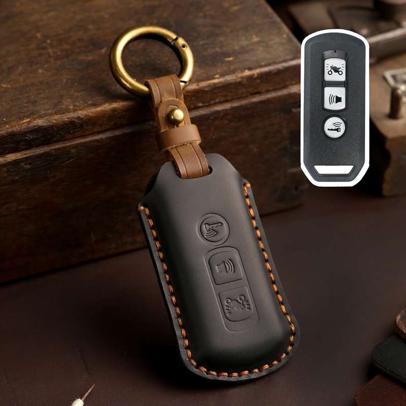 For Honda NS125LA/Lead125/PCX160/Forza 350 Hallmo Motorcycle Key Case, Color: 3 Keys Black