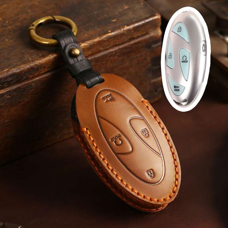 For Korean Hyundai Hallmo Car Handmade Key Bag, Color: 5 Keys Brown